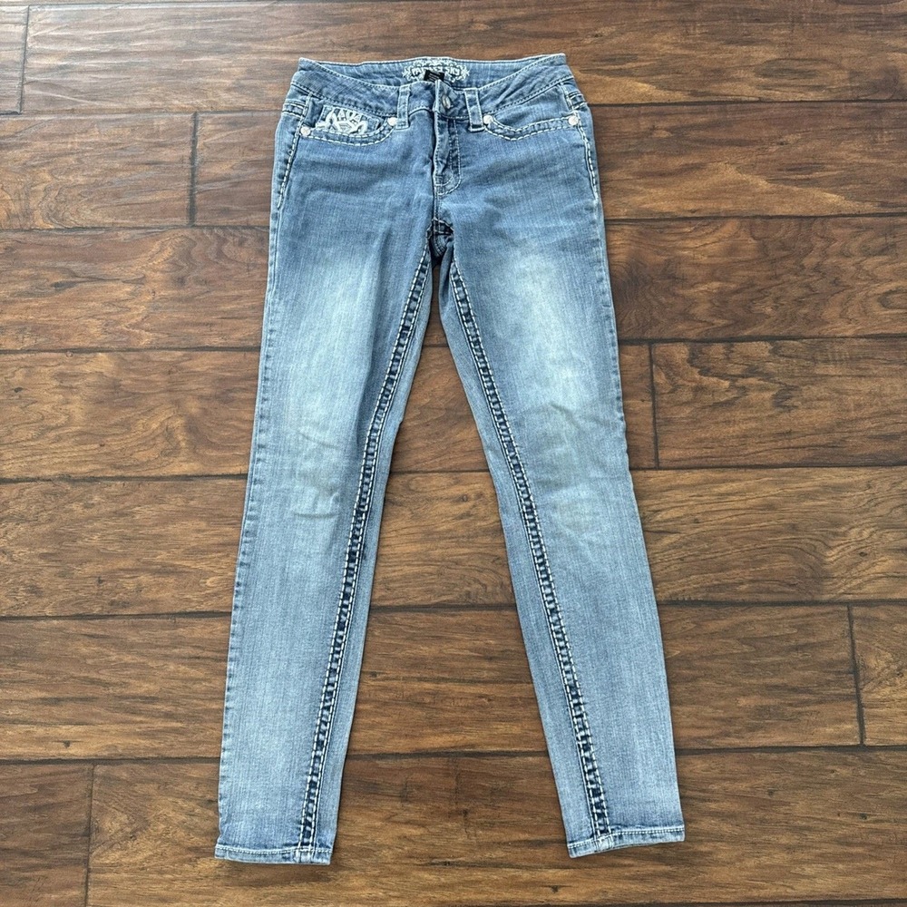 Paisley Sky Womens Size 4 Medium Wash Low Rise Flap Pocket Skinny Jeans